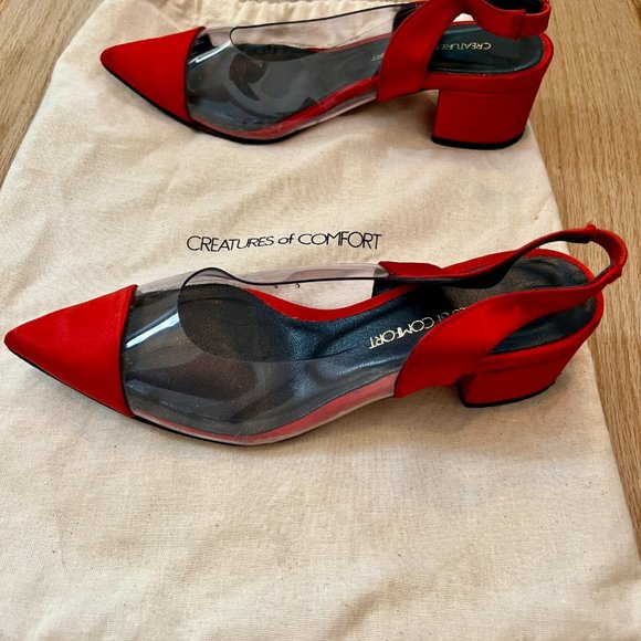 CREATURES OF COMFORT Gloria Red Clear Low Block Heels, Size 36 - Picture 3 of 16